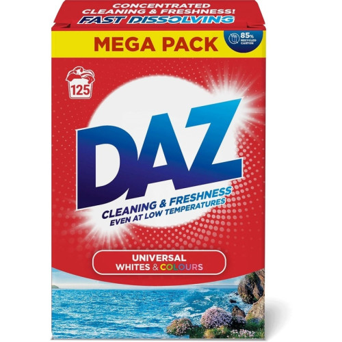 DAZ WHITE + COLOUR WASHING POWDER 125 WASHES 1x6.25KG