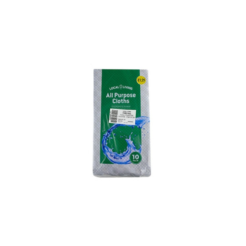 LOCAL LIVING ALL PURPOSE CLOTHS 1x10x10S PMP &Acirc;&pound;1.29
