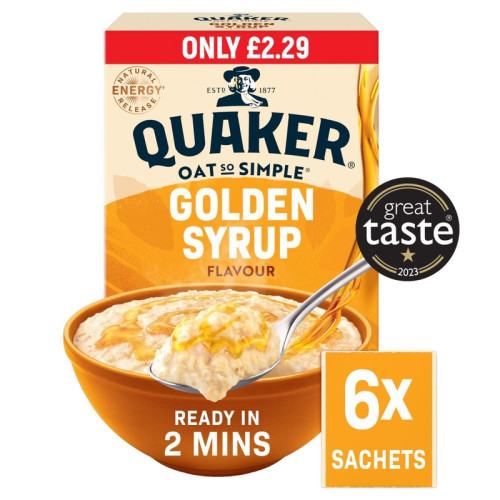 QUAKER SO SIMPLE GOLD SYRUP OAT 1x8x36g PMP &Acirc;&pound;2.29