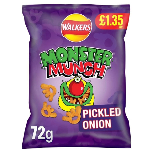 WALKERS MONSTER MUNCH PICKLED ONION CRISPS 1x18x70G PMP &Acirc;&pound;1.35