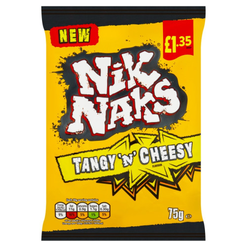 NIK NAKS TANGY & CHEESY CRISPS 1x20x75G PMP &Acirc;&pound;1.35
