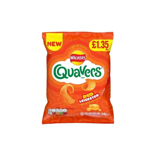 WALKERS QUAVERS RED LEICESTER CRISPS 1x18x54G PMP &Acirc;&pound;1.35