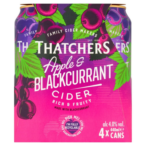 THATCHERS APPLE BLACK CURRANT CIDER CAN 1x6x440ML PMP &Acirc;&pound;6.79