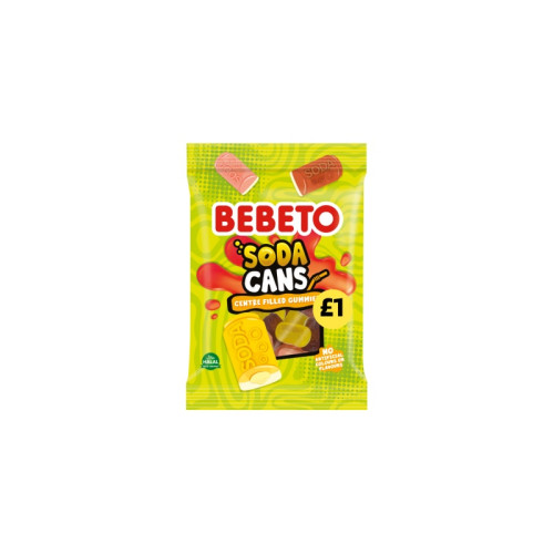 BEBETO SODA CANS CENRE FILLED GUMMIES 1x10x130G PMP &Acirc;&pound;1