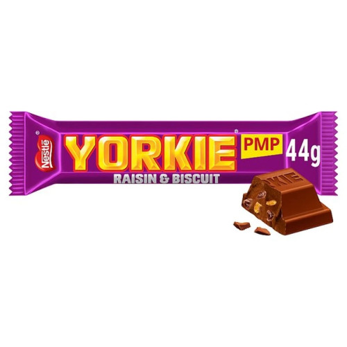 YORKIE RAISINS & BISCUIT MILK CHOCOLATE BAR 1x24x44G PMP &Acirc;&pound;0.89