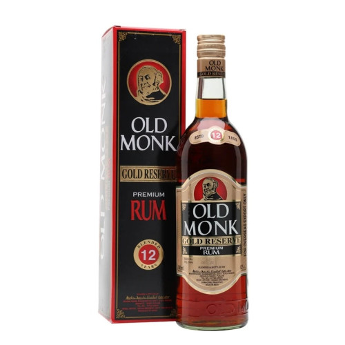 OLD MONK RESERVE 12 YEAR DARK RUM BOTTLE 1x75CL