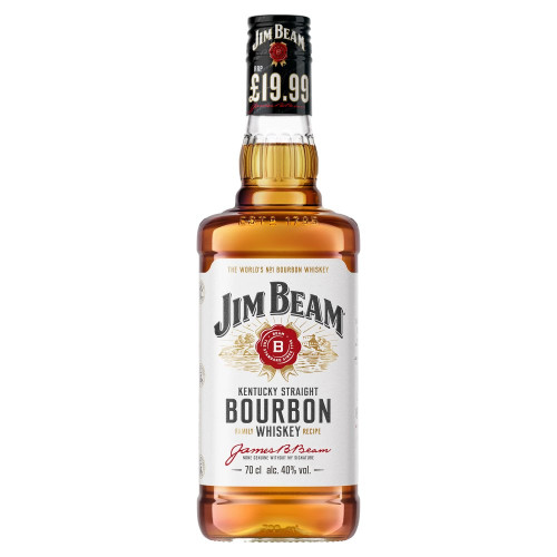 JIM BEAM WHITE LABEL WHISKEY BOTTLE 1x70CL PMP &Acirc;&pound;19.99