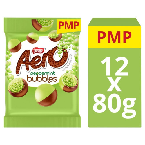AERO BUBBLES PEPPERMINT CHOCOLATE BAG 12x80G PMP &Acirc;&pound;1.65