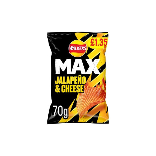 WALKERS MAX STRONG JALAPENO & CHEESE CRISPS 15x70G PMP &Acirc;&pound;1.35