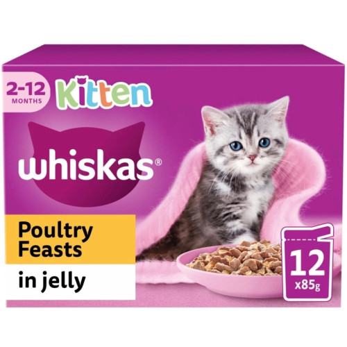 WHISKAS KITTEN CAT POULTRY FEAST JELLY 4x12x85G