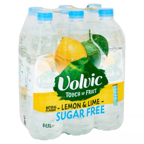 VOLVIC FLAVOURED WATER LEMON & LIME SUGAR FREE 6x1.5L