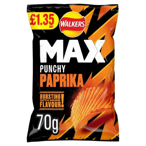 WALKERS MAX PAPRIKA 15x70G PMP &Acirc;&pound;1.35
