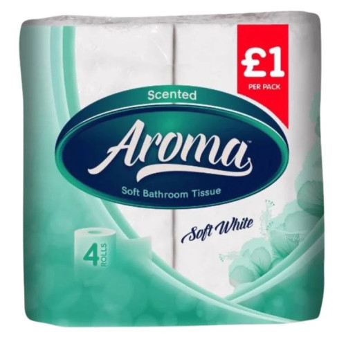 AROMA PERFUMED WHITE TOILET TISSUE ROLLS 10x4PACK PMP &Acirc;&pound;1.00