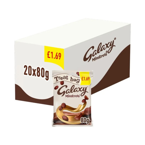 GALAXY MINSTRELS BUTTONS MILK CHOCOLATE TREAT BAG 20x80G PMP &Acirc;&pound;1.69