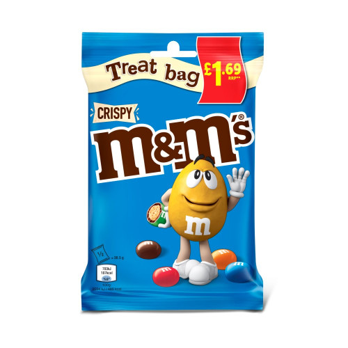 M&Ms CRISPY CHOCOLATE TREAT BAG 16x77G PMP &Acirc;&pound;1.69