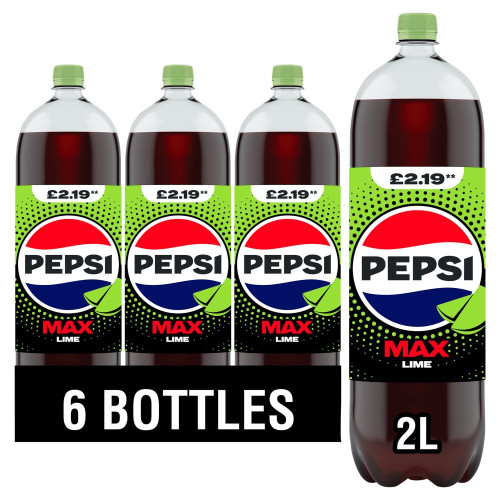 PEPSI MAX LIME BOTTLE 6x2L PMP &Acirc;&pound;2.19