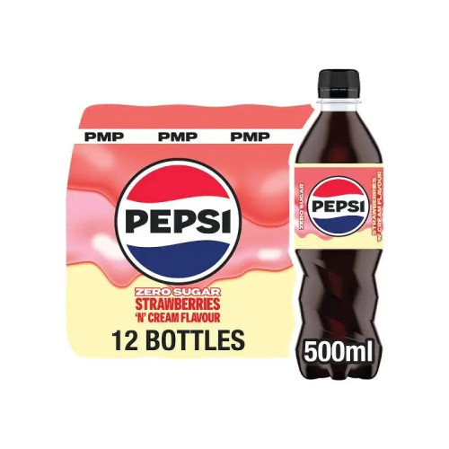 PEPSI REGULAR STRAWBERRIES 'N' CREAM BOTTLE 1x12x500ML PMP &Acirc;&pound;1.45