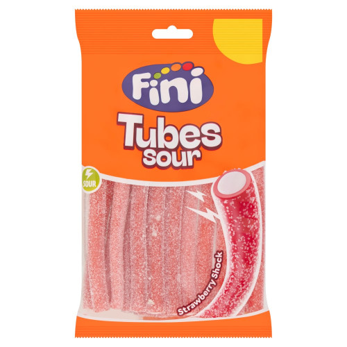 FINI SOUR STRAWBERRY TUBES 12x140G PMP &Acirc;&pound;1.25