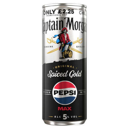 CAPTAIN MORGAN SPICED GOLD AND PEPSI READY TO DRINK CAN 12x250ML PMP &Acirc;&pound;2.25