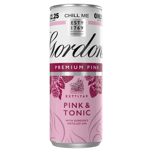 GORDONS PINK GIN TONIC READY TO DRINK CAN 12x250ML PMP &Acirc;&pound;2.25