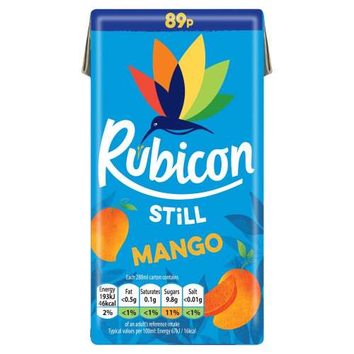 RUBICON STILL MANGO CARTON 27x288ML PMP &Acirc;&pound;0.89