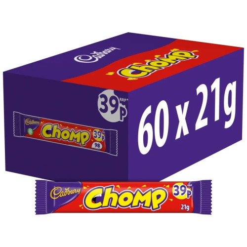 CADBURY CHOMP CHOCOLATE BAR 60x21G PMP &Acirc;&pound;0.39