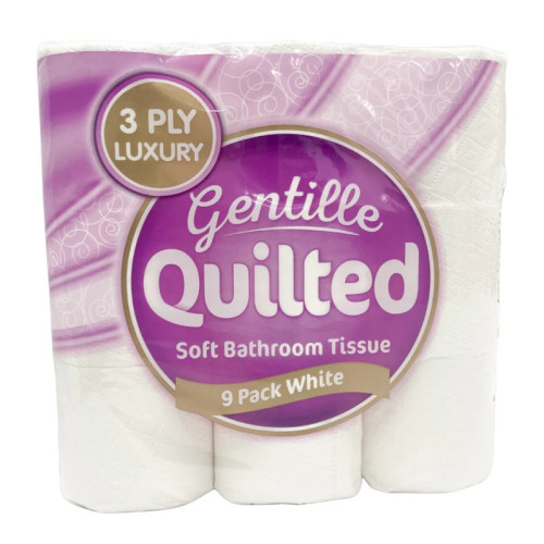 GENTILLE QUILTED WHITE TOILET TISSUE ROLLS 5x9PK PMP &Acirc;&pound;2.79