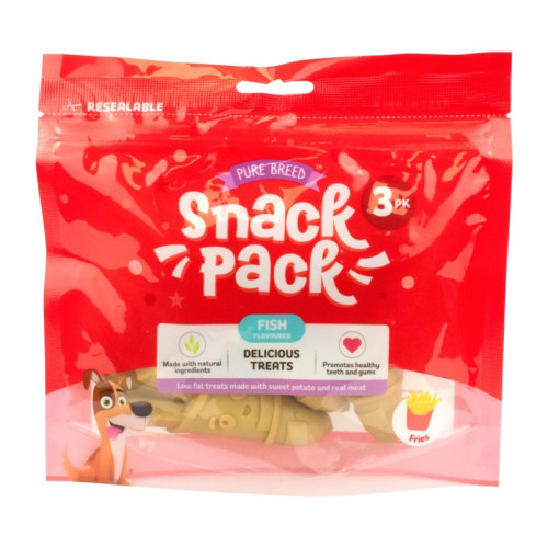PURE BREED FISH FLAVOURED FRENCH FRIES DOG CHEW & OCCUPIER 3 PIECES 12x90G