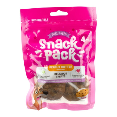 PURE BREED PEANUT BUTTER FLAVOURED COOKIE DOG CHEW & OCCUPIER 4 PIECES 13x100G