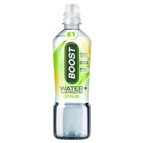 BOOST HYDRATION WATER CITRUS SPORT BOTTLE 12x500ML PMP &Acirc;&pound;1.00