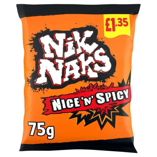 NIK NAKS EXTRA HOT & FIERY CRISPS 20x75G PMP &Acirc;&pound;1.35