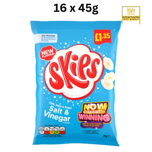 SKIPS SALT & VINEGAR CRISPS 16x45G PMP &Acirc;&pound;1.35