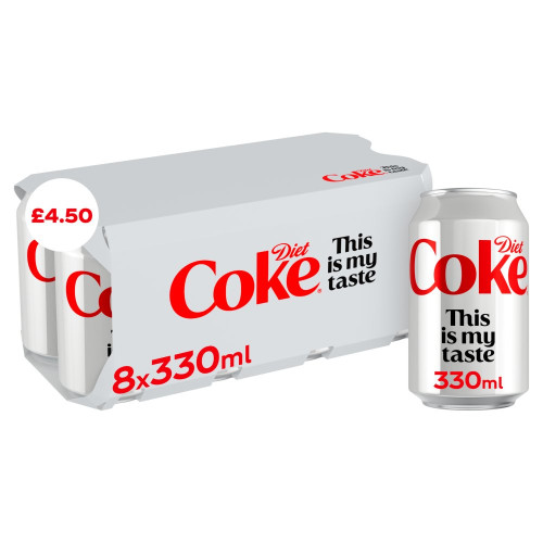 DIET COKE 8 PACK CAN 3x8x330ML PMP &Acirc;&pound;4.50