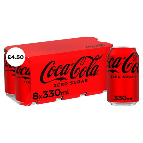 COCA COLA ZERO SUGAR 8 PACK CAN 3x8x330ML PMP &Acirc;&pound;4.50