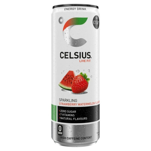 CELSIUS SPARKLING STRAWBERRY & WATERMELON BOTTLE 12X355ML PMP &Acirc;&pound;1.50