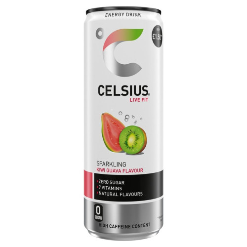 CELSIUS SPARKLING KIWI & GUAVA BOTTLE 12X355ML PMP &Acirc;&pound;1.50