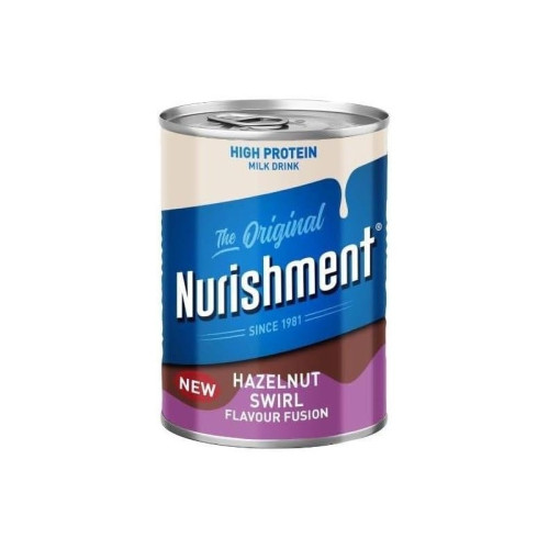 NURISHMENT PROTEIN HAZELNUT SWIRL CAN 12x400G PMP &Acirc;&pound;1.49