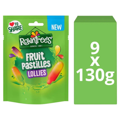 ROWNTREES FRUIT PASTILLES LOLLIES POUCH 9x130G
