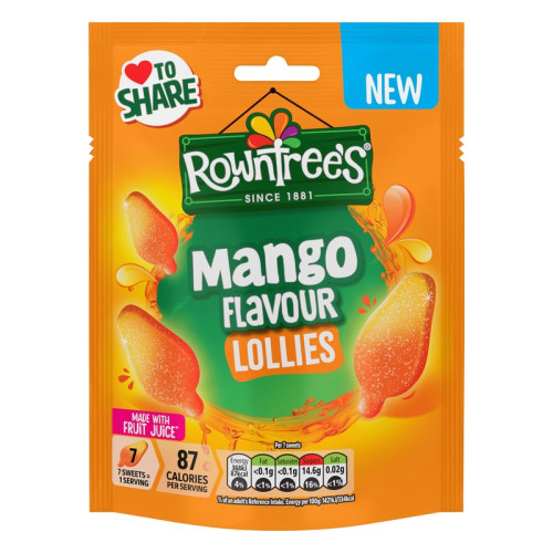 ROWNTREES MANGO LOLLIES POUCH 9X130G