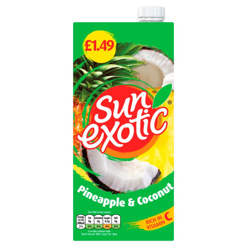SUN EXOTIC STILL PINEAPPLE COCONUT CARTON 12x1L PMP &Acirc;&pound;1.49