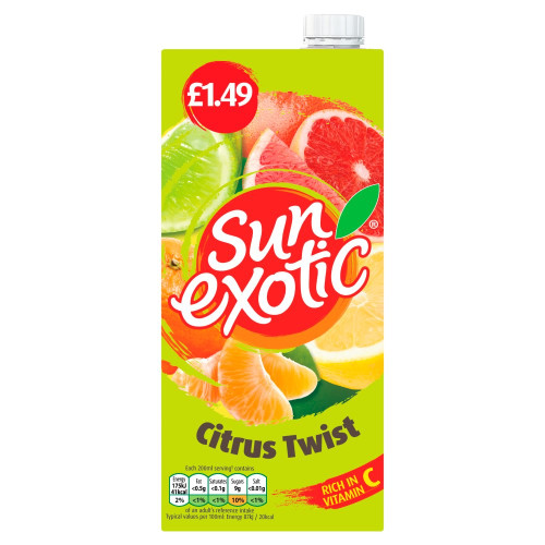 SUN EXOTIC STILL CITRUS TWIST CARTON 12x1L PMP &Acirc;&pound;1.49