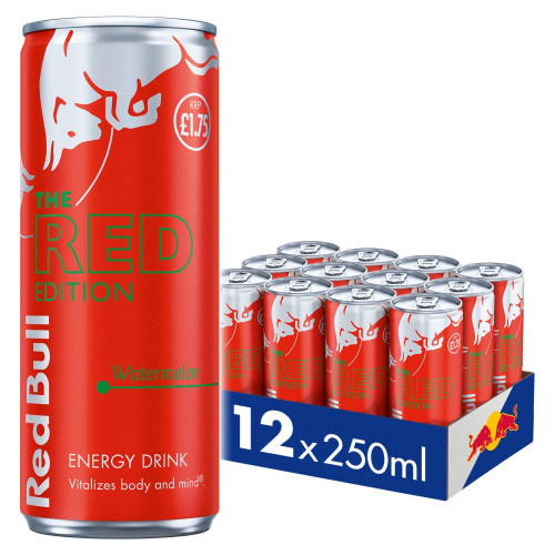 RED BULL RED EDITION WATERMELON CAN 12x250ML PMP &Acirc;&pound;1.75