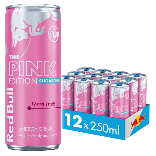 RED BULL PINK EDITION FOREST FRUITS SUGAR FREE CAN 12x250ML PMP &Acirc;&pound;1.70