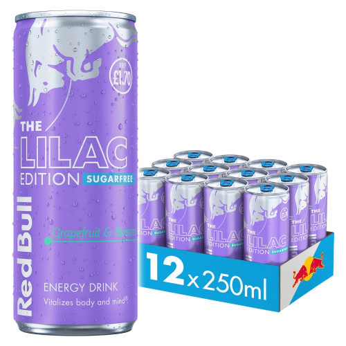 RED BULL LILAC EDITION SUGAR FREE CAN 12x250ML PMP &Acirc;&pound;1.70