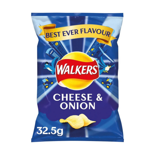 WALKERS CHEESE & ONION CRISPS 32x32.5G PMP &Acirc;&pound;0.85