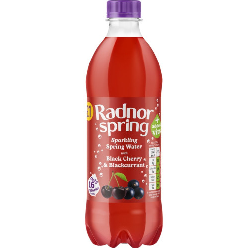 RADNOR SPRING CHERRY & BLACKCURRANT BOTTLE 12x500ML PMP &Acirc;&pound;1.00