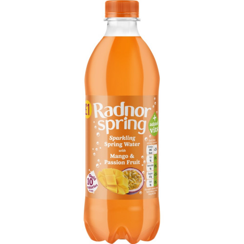 RADNOR SPRING MANGO & PASSION FRUIT BOTTLE 12x500ML PMP &Acirc;&pound;1.00