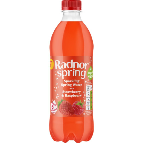 RADNOR SPRING STRAWBERRY & RASPBERRY BOTTLE 12x500ML PMP &Acirc;&pound;1.00
