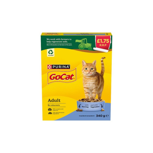 GO-CAT HERRING & VEGETABLE DRY CAT FOOD 6x340G PMP &Acirc;&pound;1.75