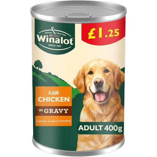 WINALOT CHICKEN IN GRAVY DOG FOOD 12x400G PMP &Acirc;&pound;1.25